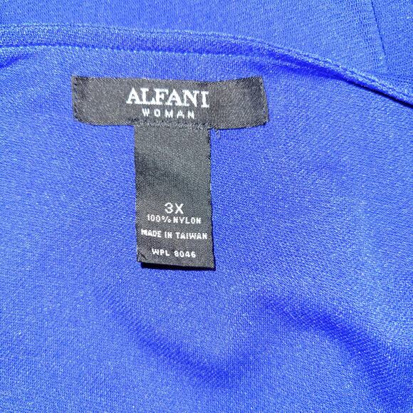 Alfani Woman 3X Blue Tiered Sheer Sleeve Blouse Wedding Guest Holiday Party Top - Picture 4 of 6